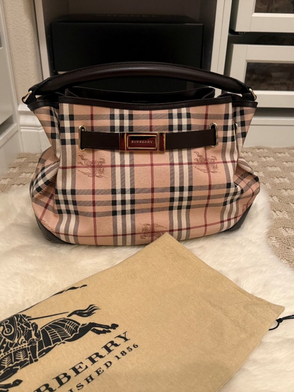 Burberry Bag Top Handle with Shoulder Strap, 100% Authentic, PRISTINE CONDITION